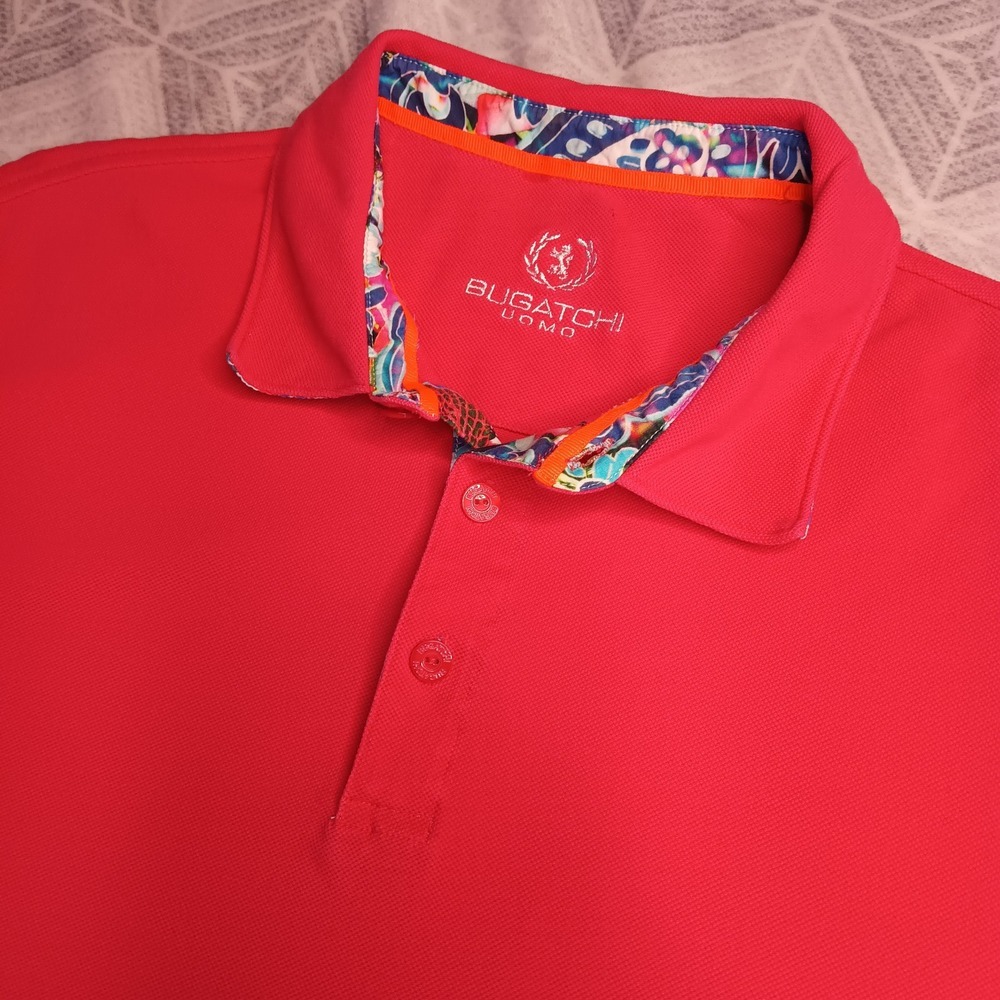 Bugatchi Uomo Golf Polo Shirt 1/4 Mens‎ L? Flip Cuff Stretch Performance Cotton